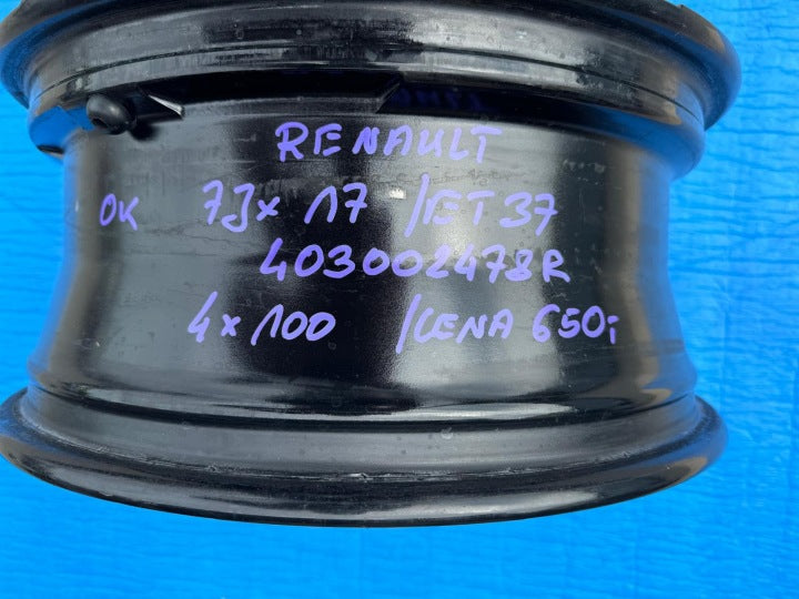 1x Alufelge 17 Zoll 7.0" 4x100 37ET 403002478R Renault Rim Wheel FEL8561226476ps