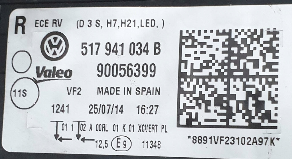 Frontscheinwerfer VW 517941034B Xenon Rechts Scheinwerfer Headlight SCH1036427822vf