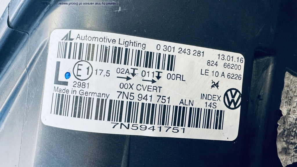 Frontscheinwerfer Seat Alhambra 7N5941751 Xenon Links Scheinwerfer Headlight