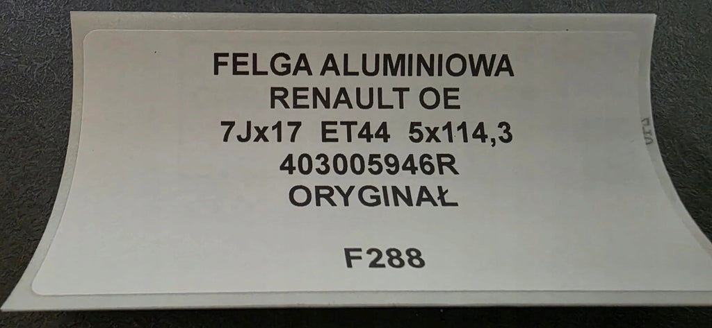 1x Alufelge 17 Zoll 7.0" 5x114.3 44ET Glanz 403005946R Renault Rim Wheel FEL6850861032ys