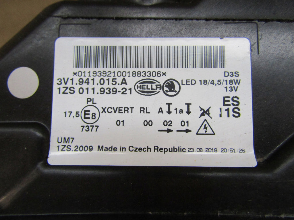 Frontscheinwerfer Skoda Superb III 3V1041015 Xenon Links Scheinwerfer Headlight