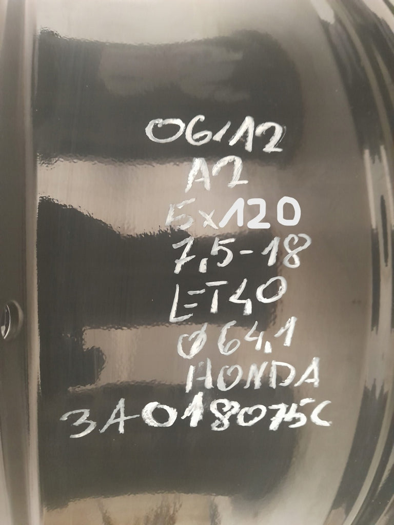 1x Alufelge 18 Zoll 7.5" 5x120 40ET Glanz Schwarz 3A018075C Honda I Rim Wheel FEL8771883020ah