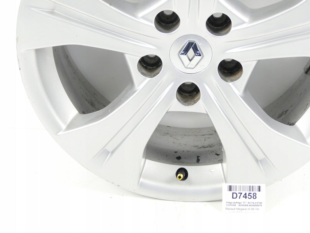 1x Alufelge 17 Zoll 7.0" 5x114.3 403000067R Renault Megane III 1 Rim Wheel FEL5647304211xw