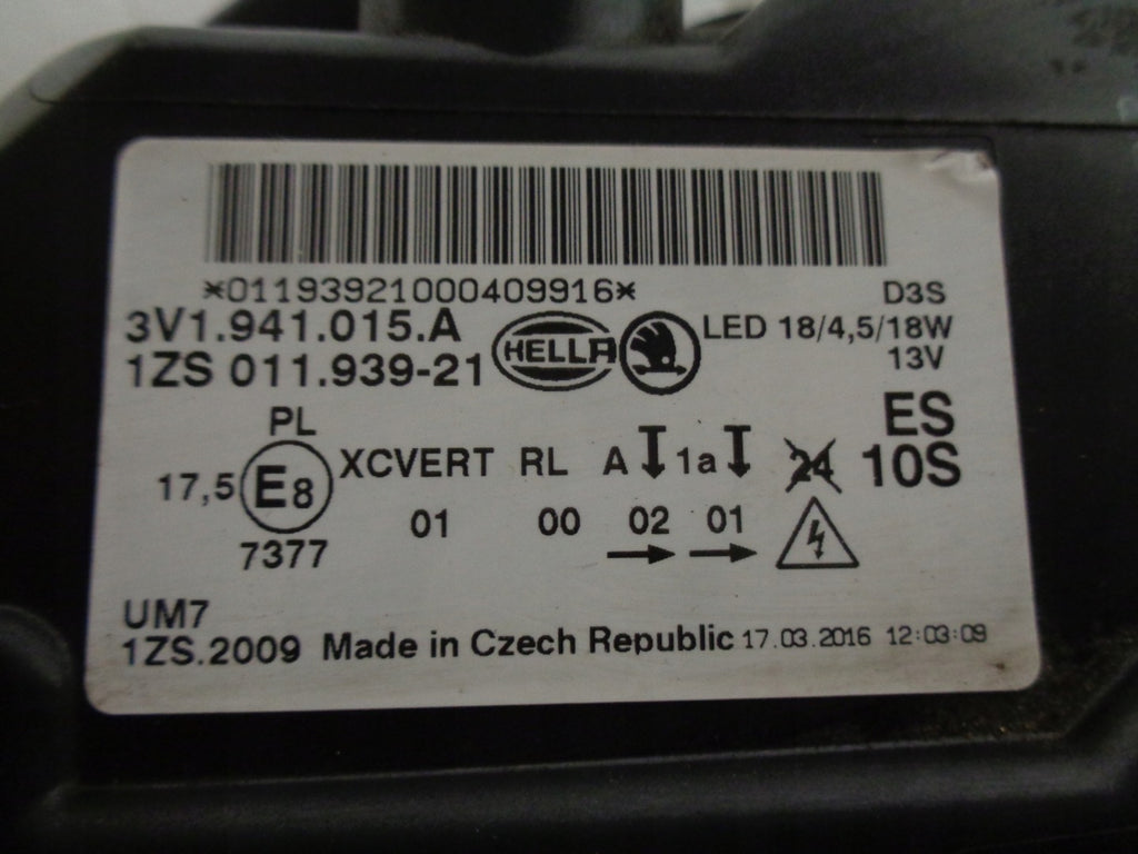 Frontscheinwerfer Skoda Superb 3V1941015A Xenon Links Scheinwerfer Headlight SCH1088803314am