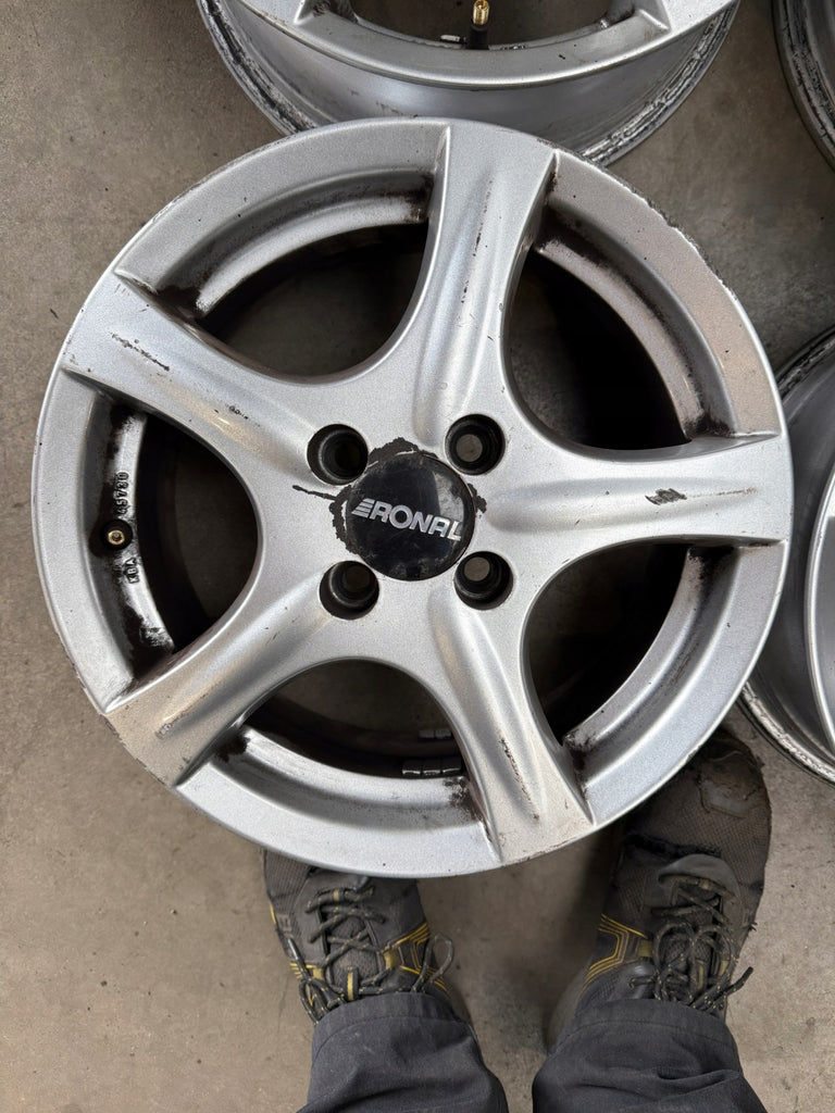4x Alufelge 14 Zoll 6.0" 4x100 38ET Glanz Silber Rim Wheel FEL4128476453jm