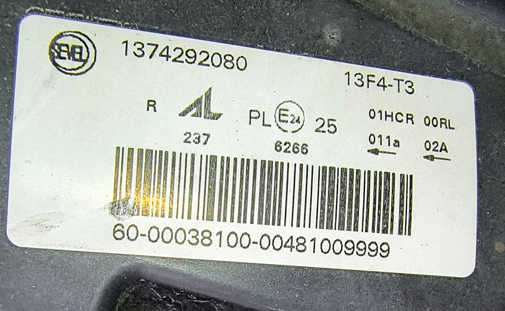 Frontscheinwerfer Citroën Jumper Ducato Boxer 1374292080 Rechts Headlight