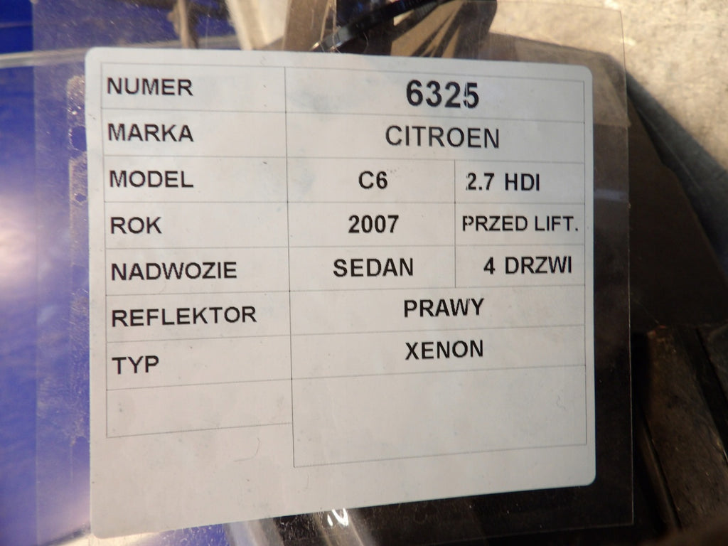 Frontscheinwerfer Citroën C6 9660983180 Xenon Rechts Scheinwerfer Headlight
