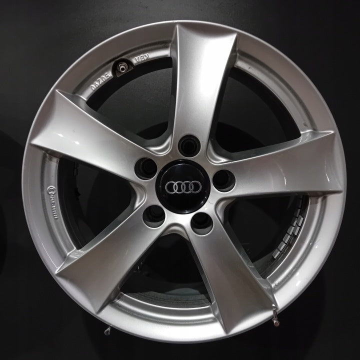 4x Alufelge 16 Zoll 6.5" 5x112 38ET Glanz Silber Audi Rim Wheel FEL8313133321gr