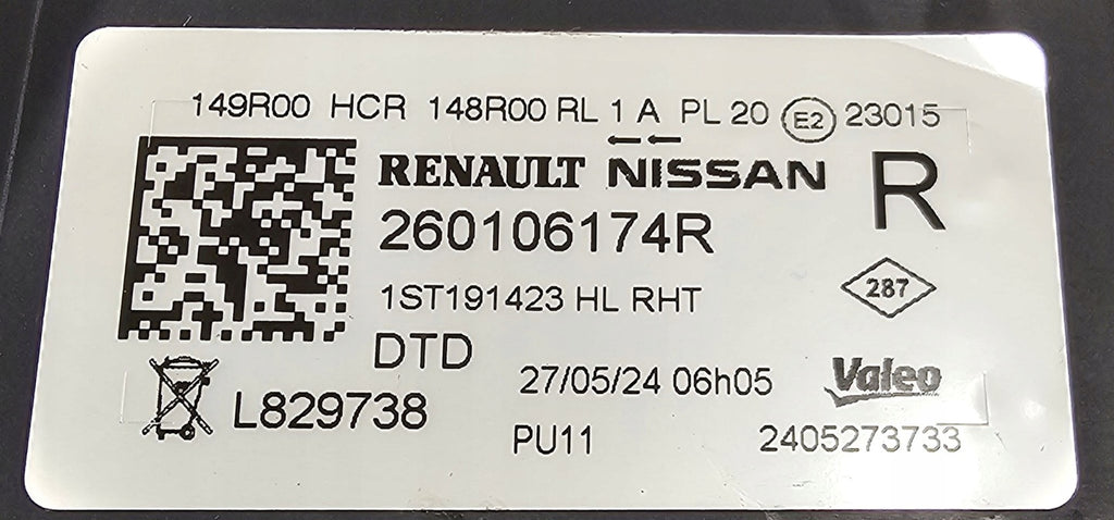 Frontscheinwerfer Nissan Interstar Master III 260106174R Rechts Headlight SCH7879423955ad