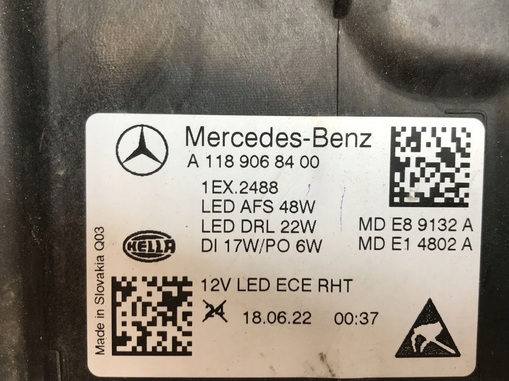 Frontscheinwerfer Mercedes-Benz Cla A1189068400 Full LED Rechts Headlight SCH4081651214dh