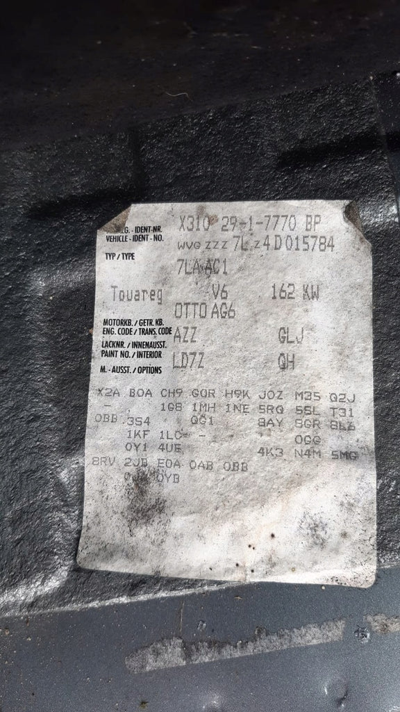 Motor VW Touareg AZZ 3.2 220PS 162kW Benzin Engine Unkomplett