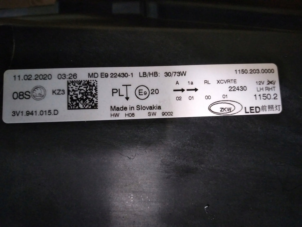 Frontscheinwerfer Skoda Superb III 3V1941015D Full LED Links Headlight