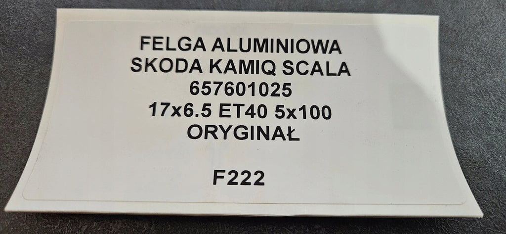 1x Alufelge 17 Zoll 6.5" 5x100 40ET 657601025 Skoda Scala Kamiq Rim Wheel
