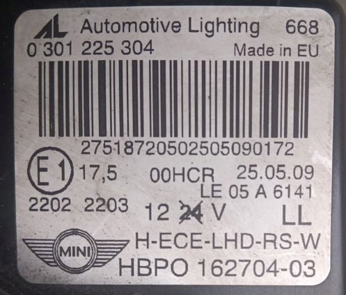 Frontscheinwerfer Mini R55 R56 162704-03 Rechts Scheinwerfer Headlight SCH3478890566gm