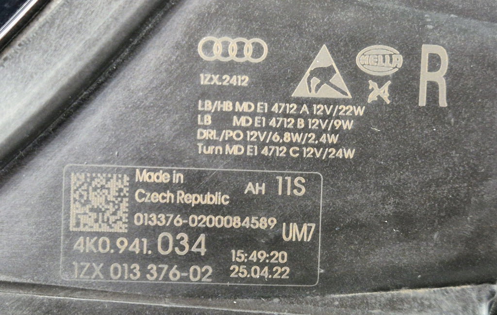 Frontscheinwerfer Audi A6 C8 4K0941034 1ZX013376-02 LED Rechts Headlight