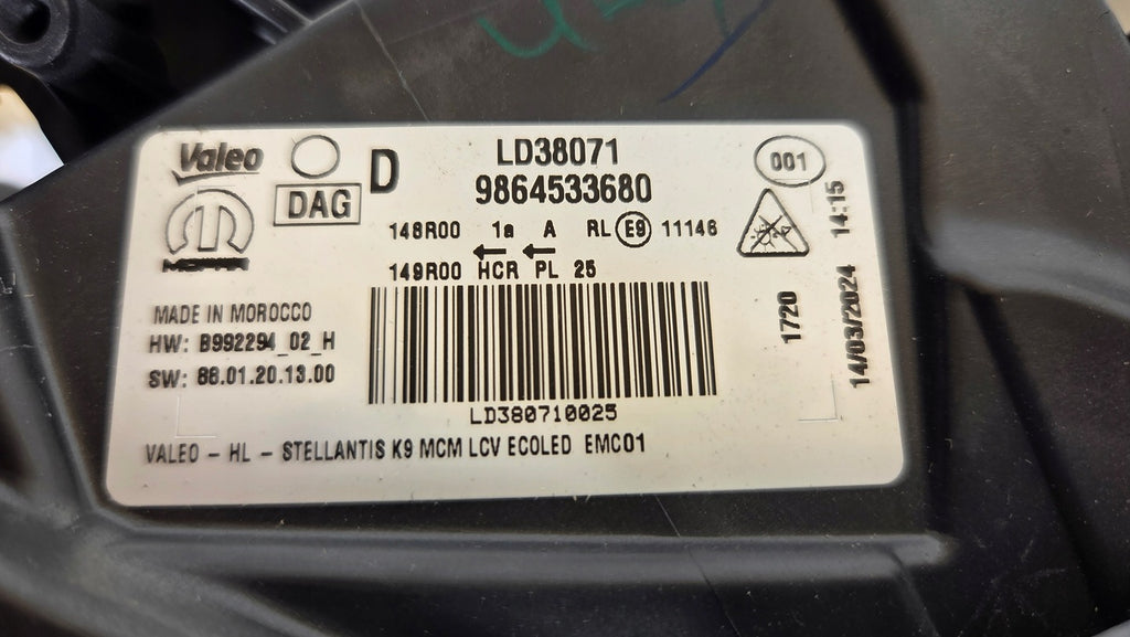 Frontscheinwerfer Peugeot Partner 9864533680 Full LED Rechts Headlight SCH2196147856ib
