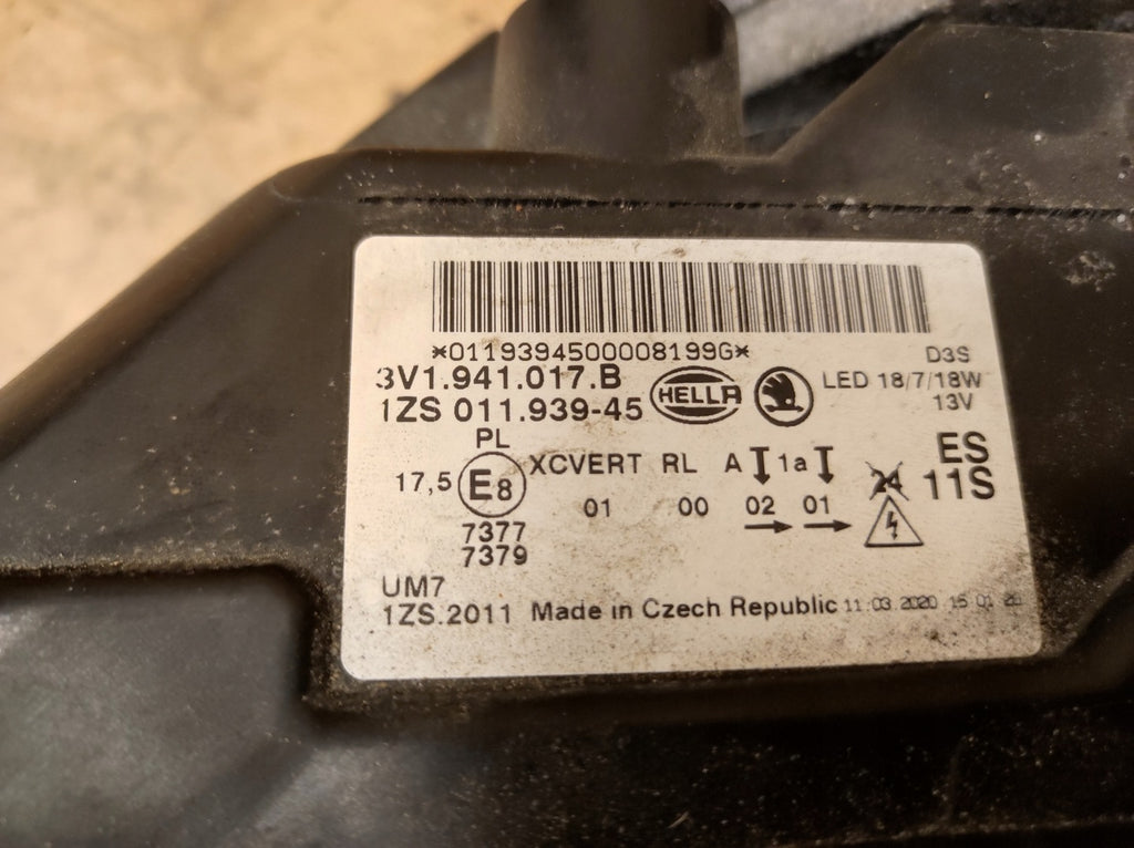 Frontscheinwerfer Skoda Superb III 3V1941017B Xenon Links Scheinwerfer Headlight