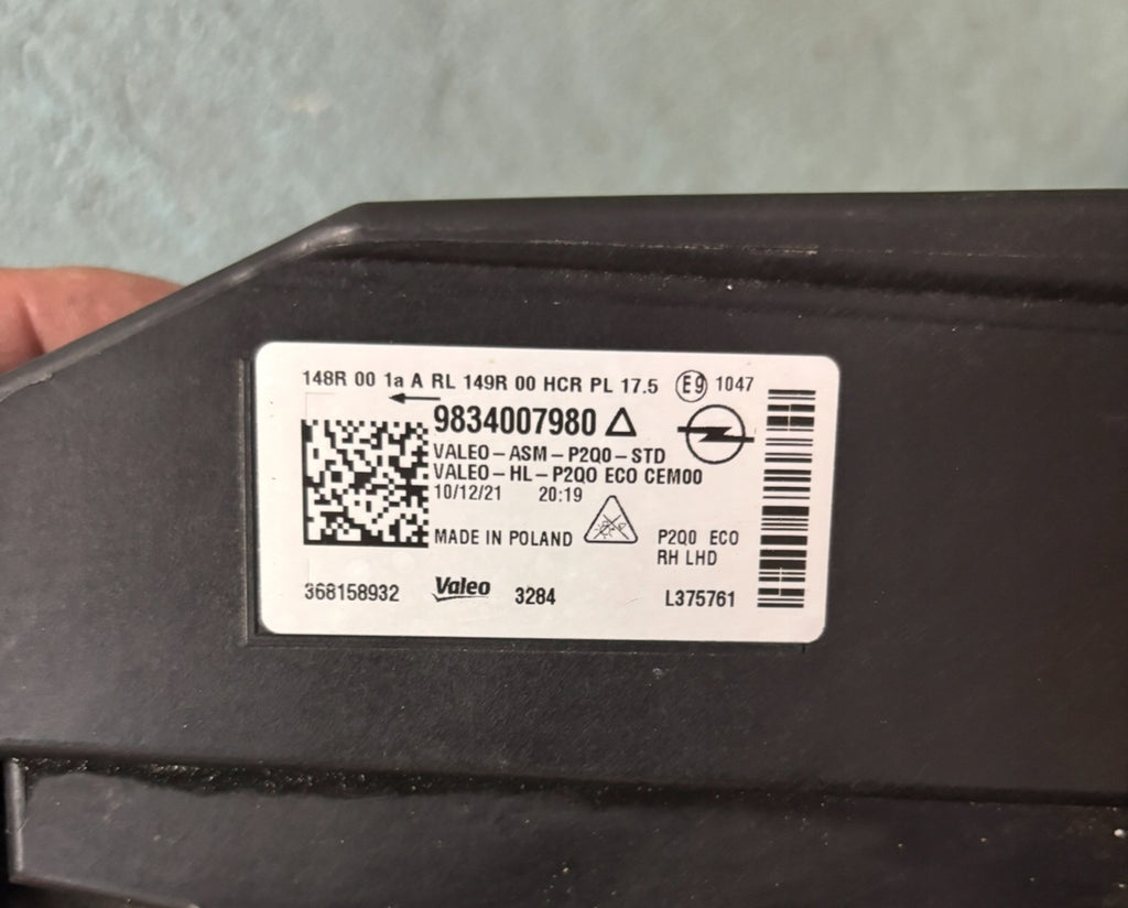 Frontscheinwerfer Opel Mokka 9834007980 Rechts Scheinwerfer Headlight SCH6712092310fi