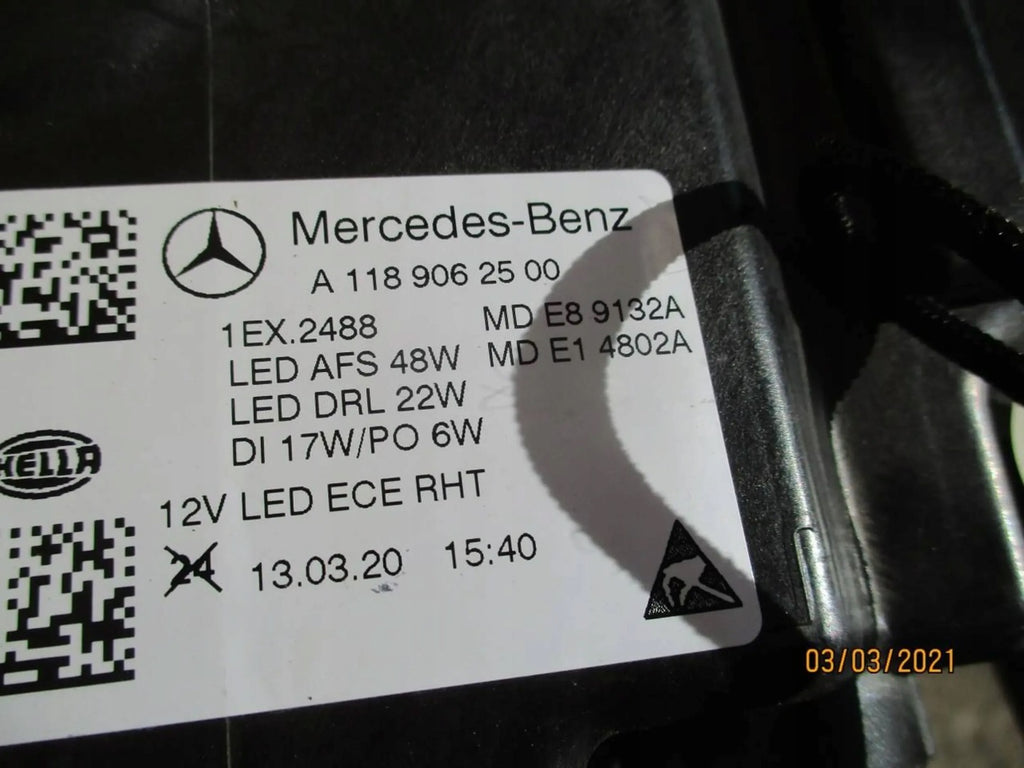 Frontscheinwerfer Mercedes-Benz Cla A1189062500 Links Scheinwerfer Headlight SCH1700303355ar