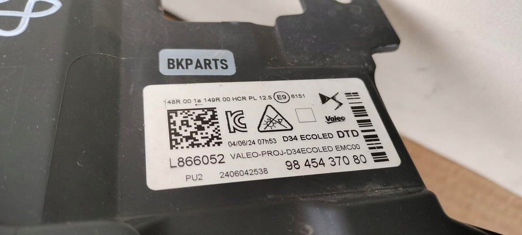 Frontscheinwerfer Citroën Ds3 9845437080 full LED Rechts Scheinwerfer Headlight