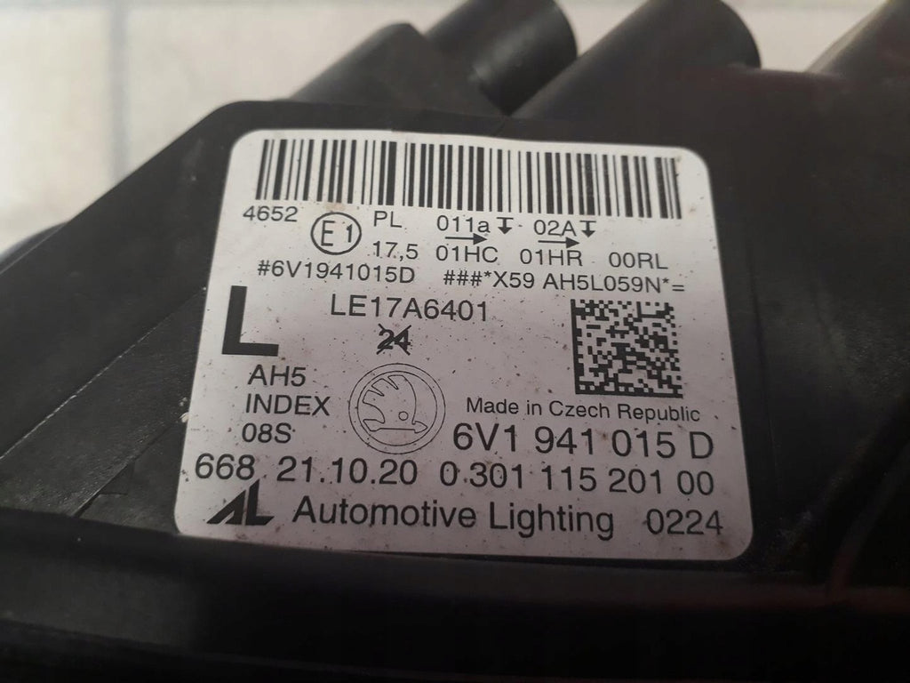 Frontscheinwerfer Skoda Fabia 6V1941015D Links Scheinwerfer Headlight