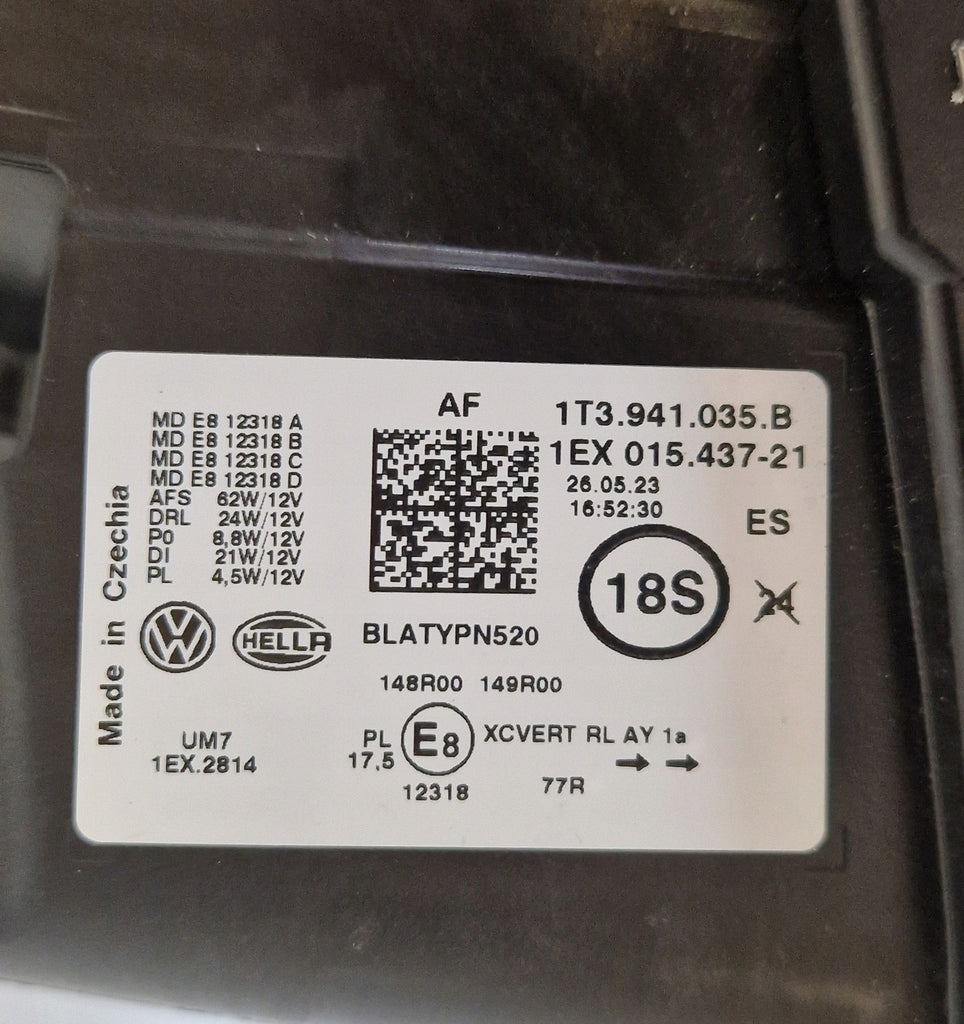 Frontscheinwerfer VW 1T3941035B LED Links Scheinwerfer Headlight SCH3464512428wi