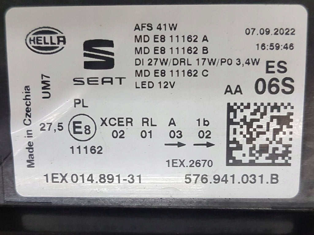 Frontscheinwerfer Seat Ateca 576941031B Links Scheinwerfer Headlight