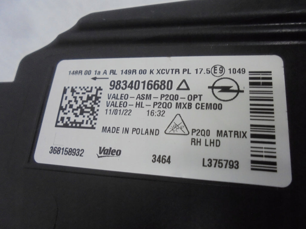 Frontscheinwerfer Opel Mokka 9834016680 Rechts Scheinwerfer Headlight SCH6745494173kf