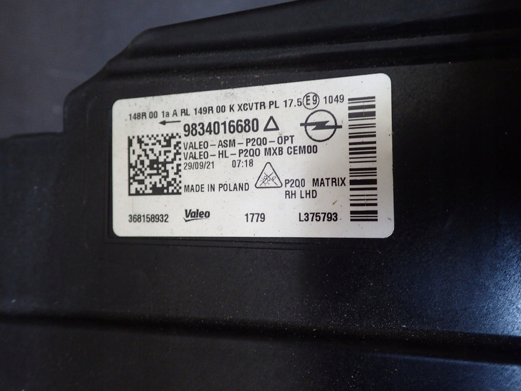 Frontscheinwerfer Opel Mokka 9834016680 Full LED Rechts Scheinwerfer Headlight SCH3661702678zb