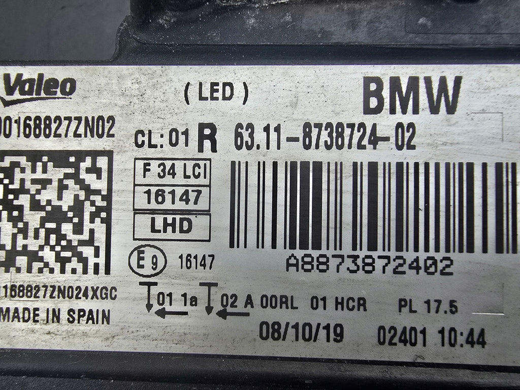 Frontscheinwerfer BMW 3 F34 8738724-02 Full LED Rechts Scheinwerfer Headlight SCH8360939223ef