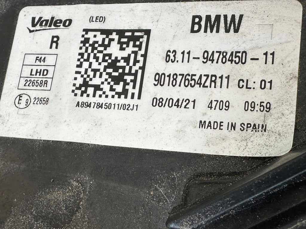 Frontscheinwerfer BMW 2 F44 9478450 Rechts Scheinwerfer Headlight