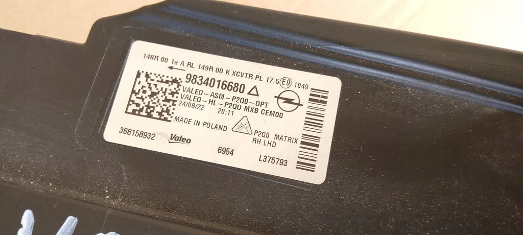 Frontscheinwerfer Opel Mokka 9834016680 368158932 LED Rechts Headlight SCH1933657683qp