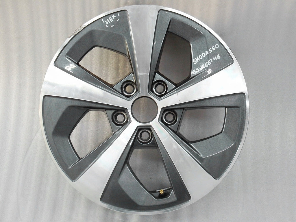 1x Alufelge 16 Zoll 6.5" 5x112 46ET Glanz Schwarz 5E0601025AP Skoda Octavia Iii