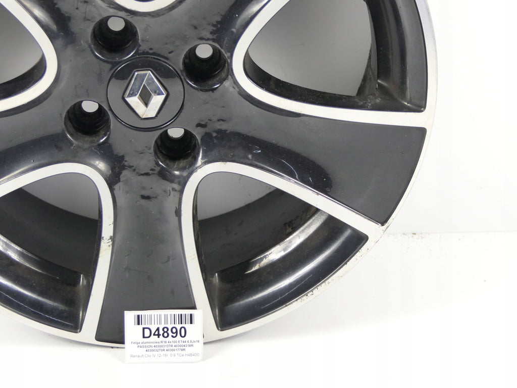 1x Alufelge 16 Zoll 6.5" 4x100 44ET 403003137R Renault Clio IV Captur I 1 FEL4071300982ba