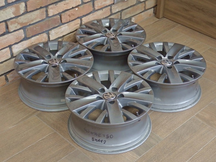 4x Alufelge 16 Zoll 6.5" 5x112 50ET Glanz Grau 5K0601025AL VW Touran Rim Wheel FEL5974207508or