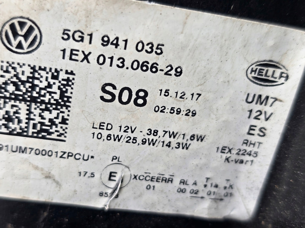 Frontscheinwerfer VW Golf VII 5g1 5G1941035 LED Ein Stück (Rechts oder Links) SCH4065941321uo