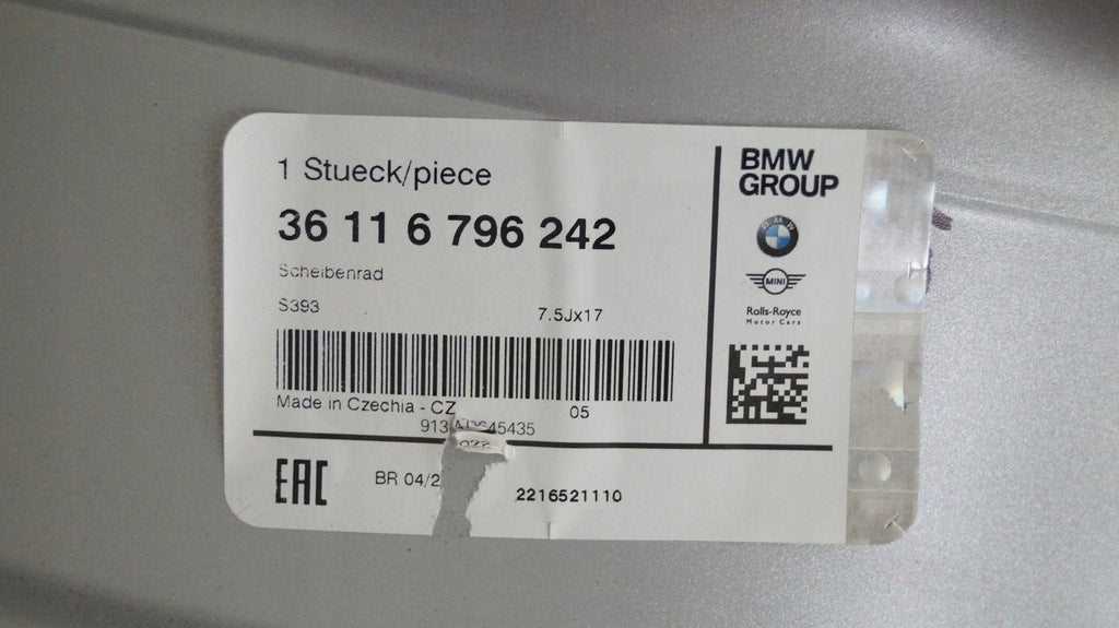 1x Alufelge 17 Zoll 7.0" 5x120 37ET 6796242 BMW 3 F30 F31 Rim Wheel FEL5418546220gz