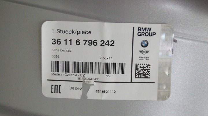 1x Alufelge 17 Zoll 7.0" 5x120 37ET 6796242 BMW 3 F30 F31 Rim Wheel FEL5418546220gz