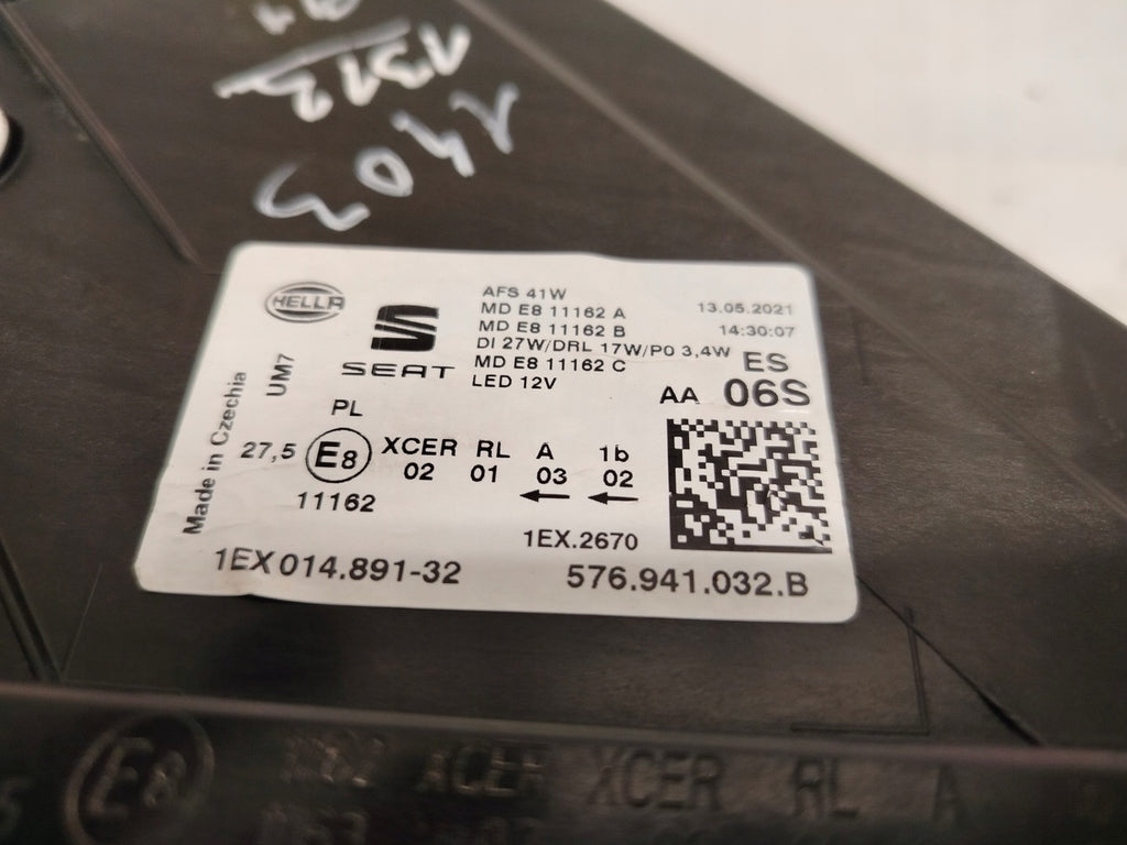 Frontscheinwerfer Seat Ateca 576941032B Full LED Rechts Scheinwerfer Headlight