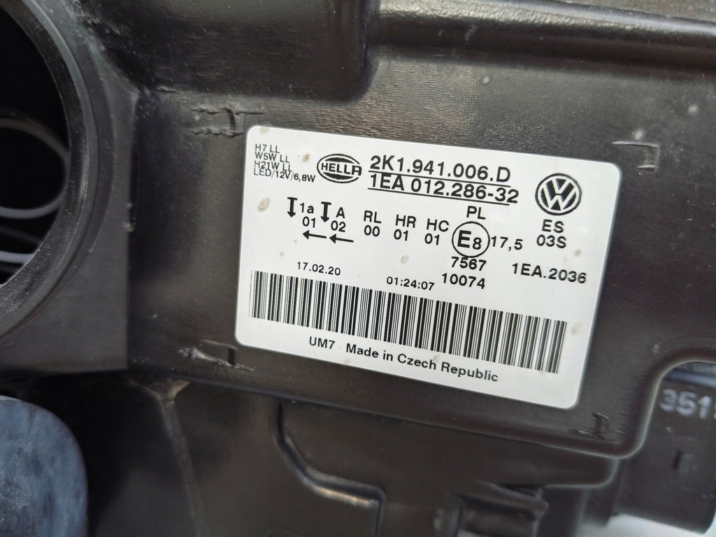 Frontscheinwerfer VW Caddy 2K1941006D LED Rechts Scheinwerfer Headlight SCH7666599490tt