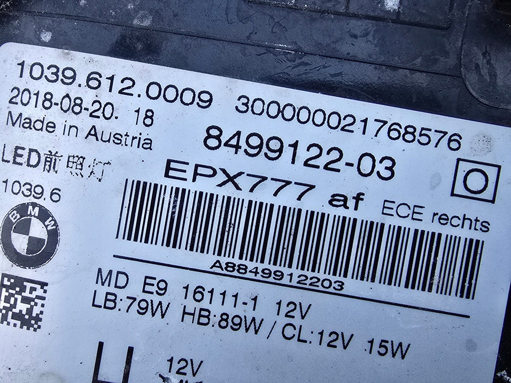 Frontscheinwerfer BMW 5 G31 G30 8499122-03 LED Rechts Scheinwerfer Headlight SCH9985030696zd