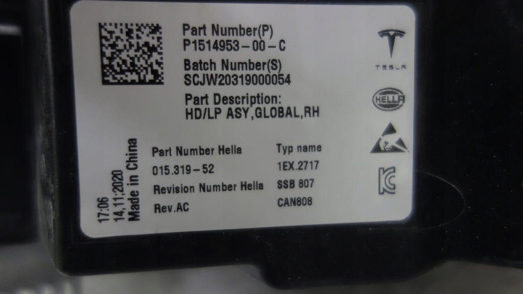 Frontscheinwerfer Tesla Model 3 P1514953-00-C Full LED Rechts Headlight