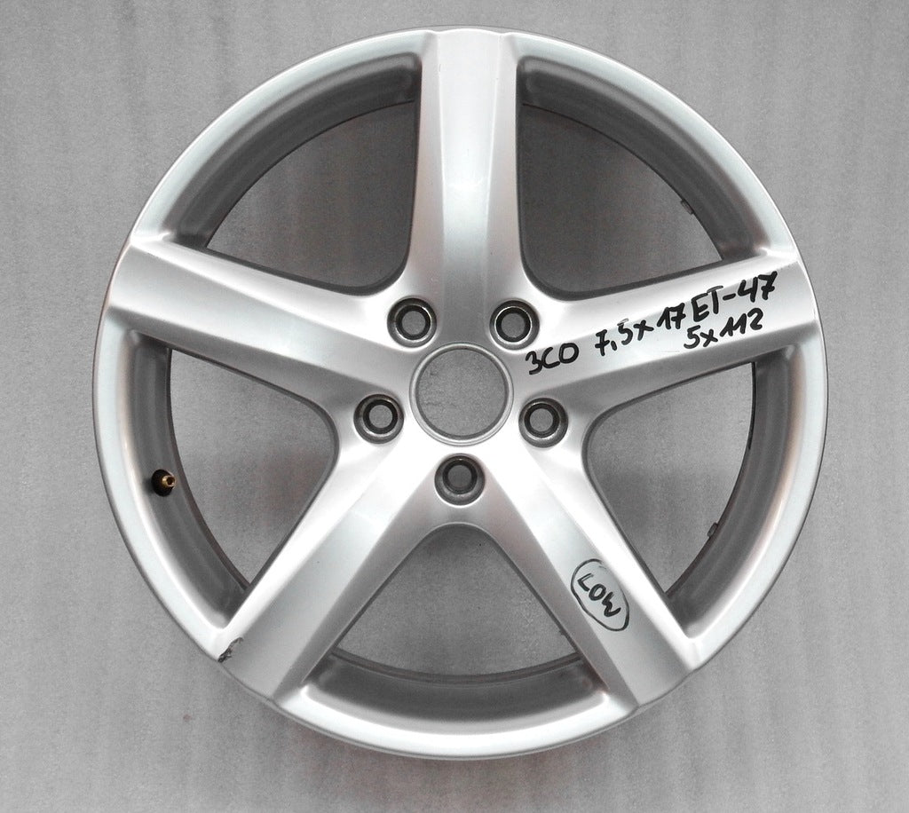 1x Alufelge 17 Zoll 7.5" 5x112 47ET Glanz Silber 3C0601025S VW Passat Rim Wheel FEL1076301011xj