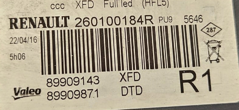 Frontscheinwerfer Renault Talisman 260100184R LED Rechts Scheinwerfer Headlight SCH4830519988ql