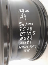Laden Sie das Bild in den Galerie-Viewer, 1x Alufelge 18 Zoll 7.5" 5x100 39ET Glanz Schwarz 8X0071498 Audi Rim Wheel FEL6411369292cg