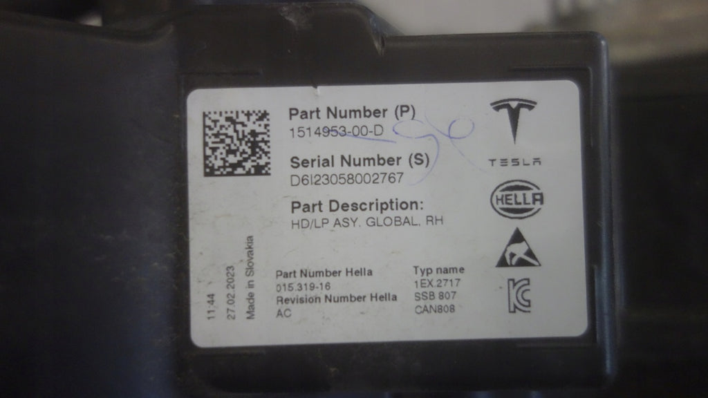 Frontscheinwerfer Tesla 3 1514953-00-D LED Rechts Scheinwerfer Headlight SCH8702949773yz