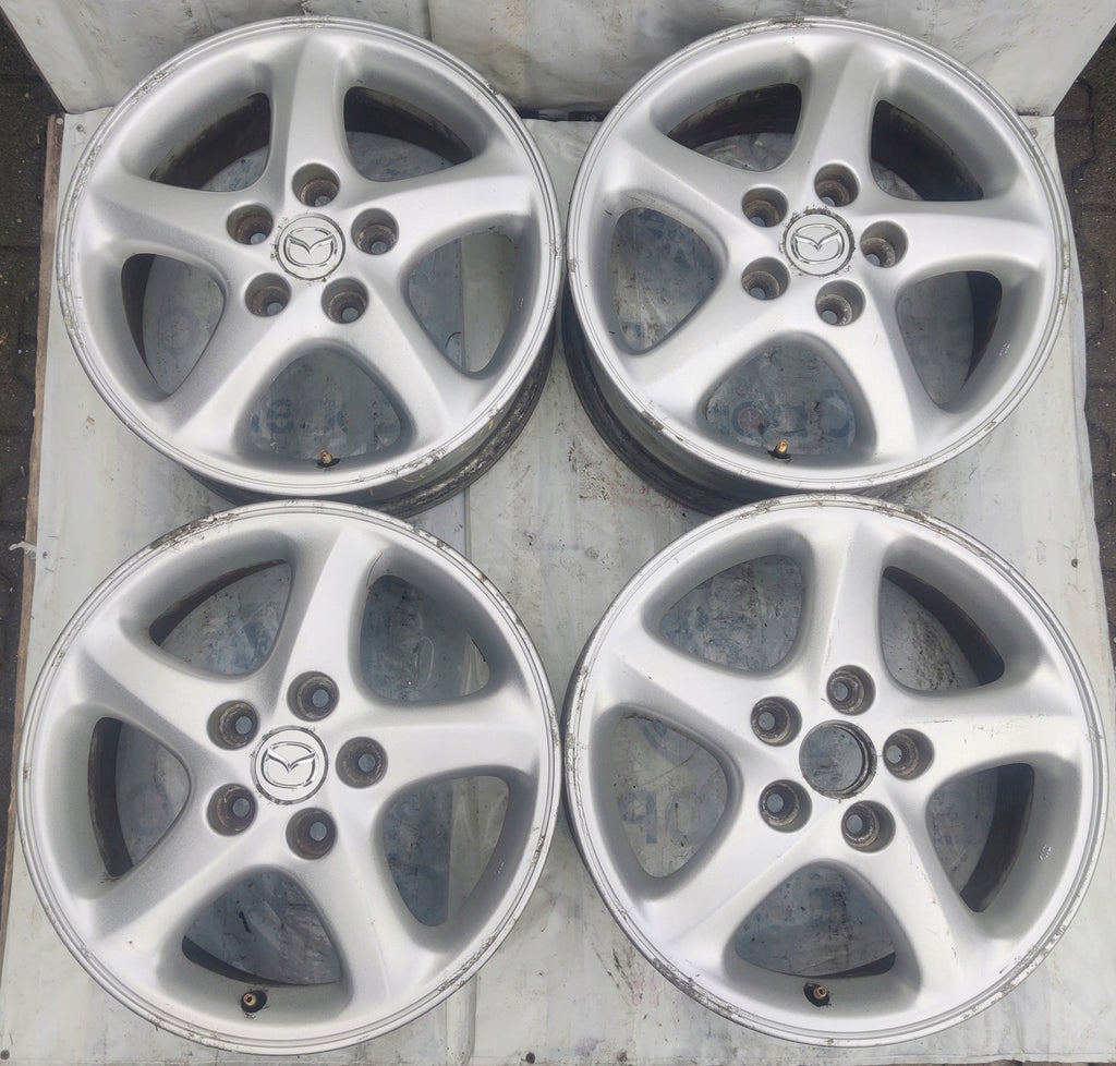 4x Alufelge 16 Zoll 6.0" 5x114.3 50ET Silber Mazda Rim Wheel