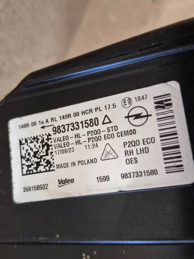 Frontscheinwerfer Opel Mokka 9837331580 Rechts Scheinwerfer Headlight SCH1237231632ok