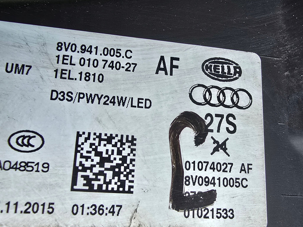 Frontscheinwerfer Audi A3 8V0941005C Bi-Xenon Links Scheinwerfer Headlight SCH6170313148za