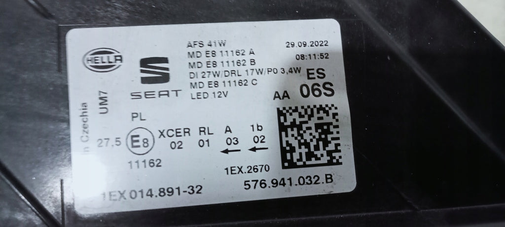 Frontscheinwerfer Seat Ateca 576941032B LED Rechts Scheinwerfer Headlight